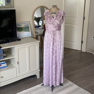 Vintage 1970s Purple Floral Maxi Dress